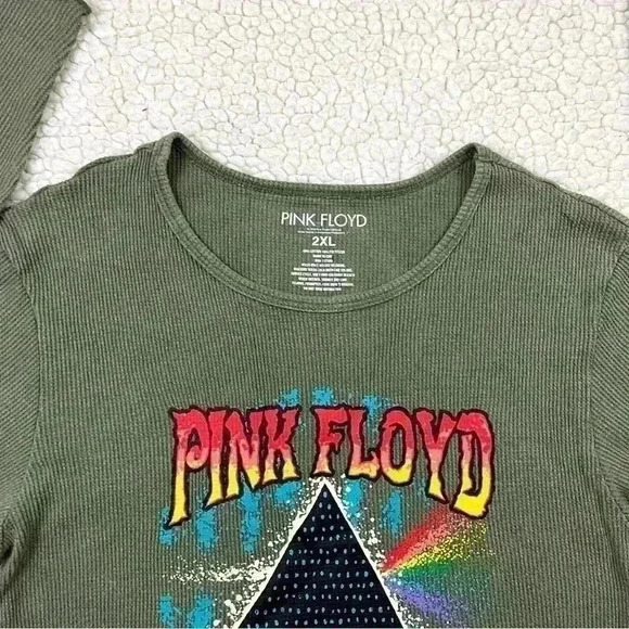 Pink Floyd “The Dark Side Of The Moon” Long Sleeve Cropped Thermal Top Size 2XL - Picture 3 of 13